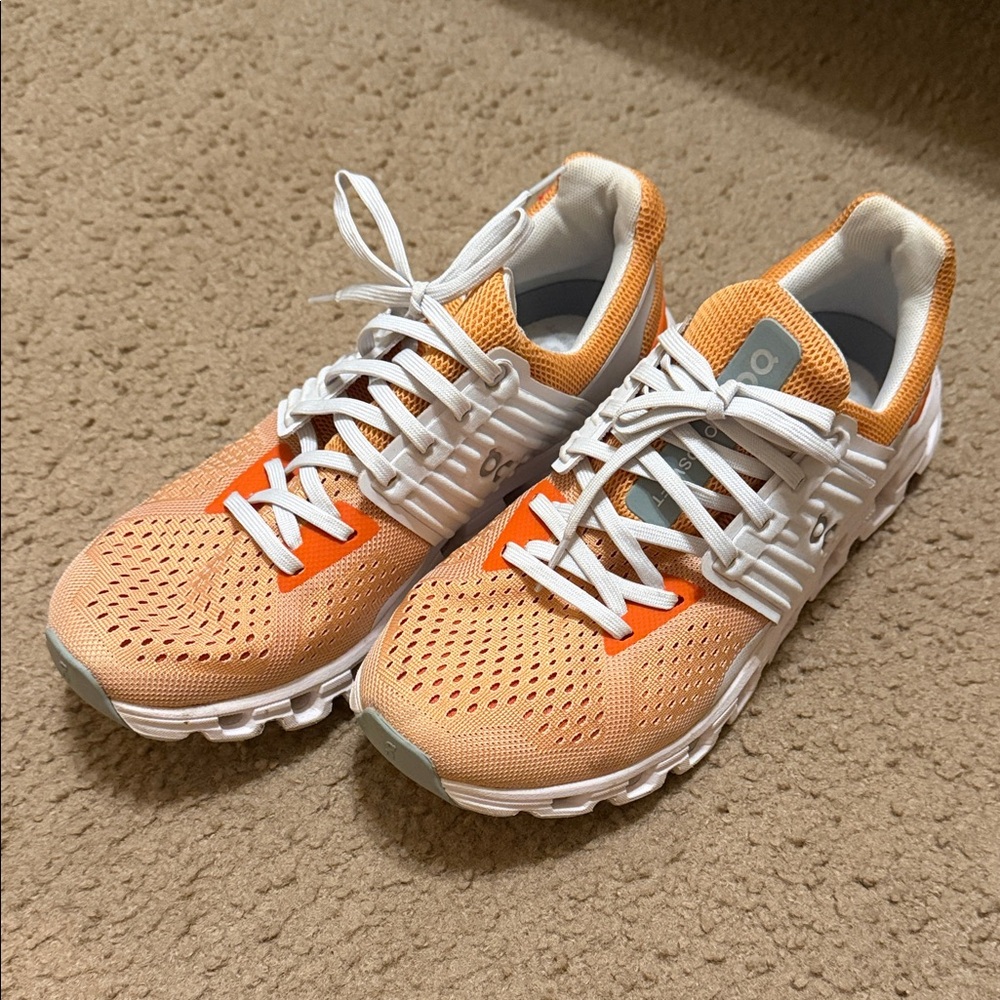 Athletic Running Shoes in Peach Orange and White